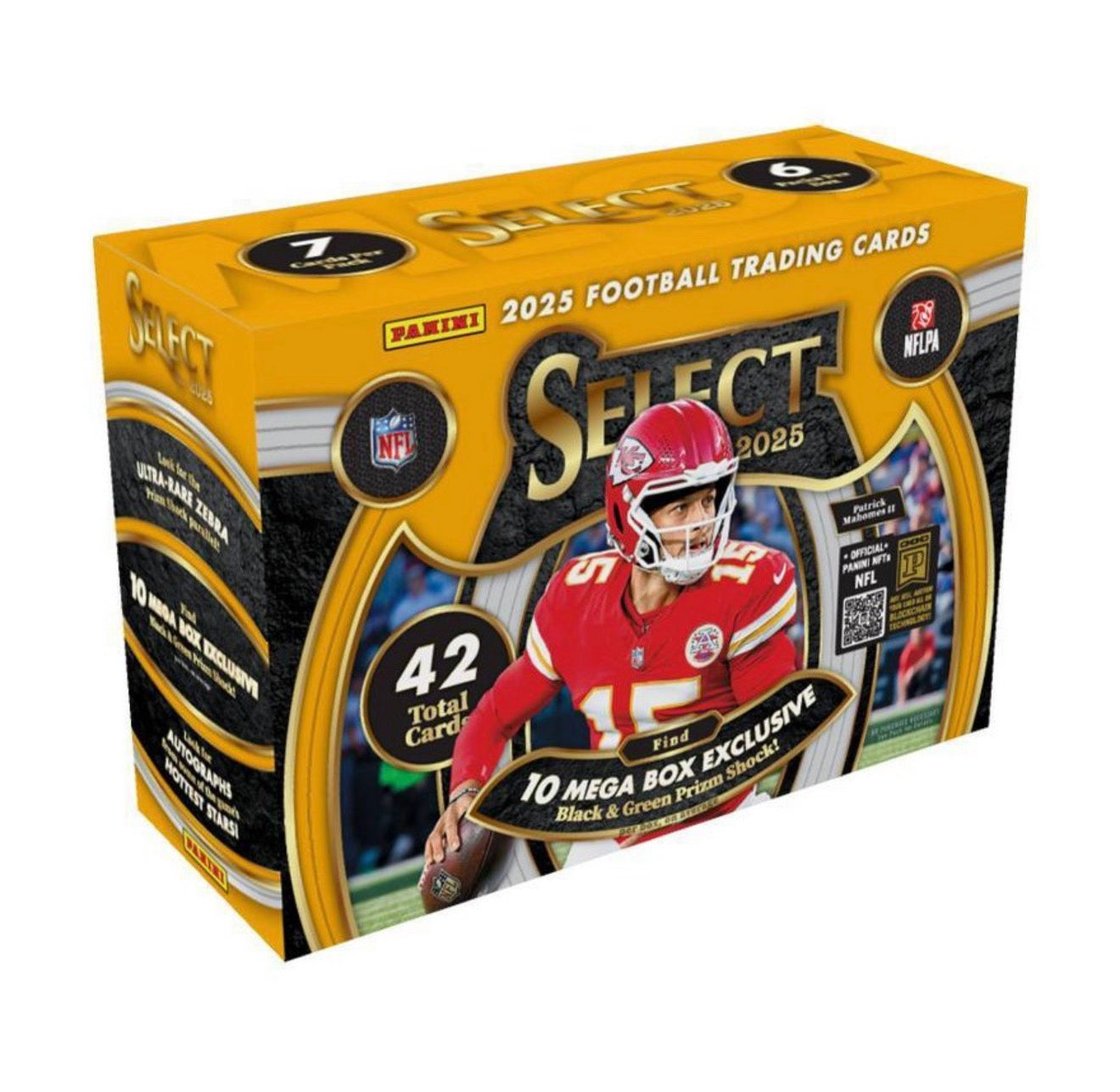 Panini Select 2025 NFL Mega Box 42 Cards Chiefs Mahomes Black Green Prizm Shock